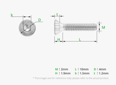 M2x10 Flat Head Cap Machine Screws(FHCS)