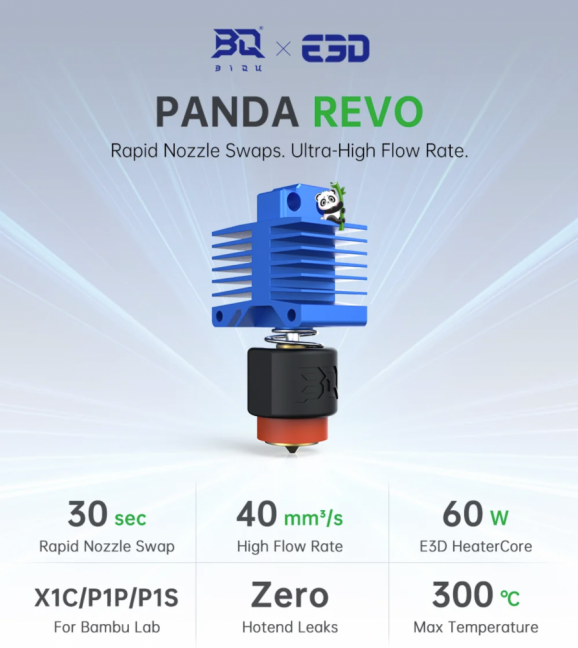BIQU Panda Revo Hotend X1,Revo hotend v provedení plug-and-print pro řadu Bambu Lab X1