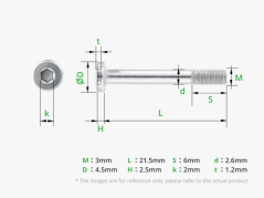 M3x23 Socket Head Cap Machine Screws (SHCS) - Half Thread