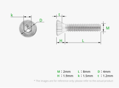 M2x8 Flat Head Cap Machine Screws(FHCS)