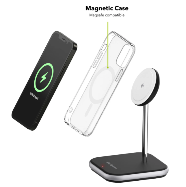 AlzaPower WQT310 Wireless Qi2 Compatible with MagSafe Charger Stand 15W černá