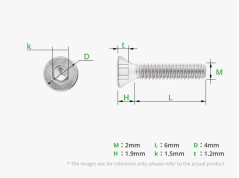 M2x6 Flat Head Cap Machine Screws(FHCS)