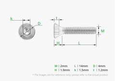 M2x14 Flat Head Cap Machine Screws(FHCS)