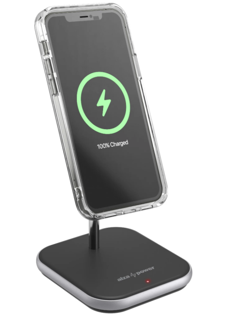 AlzaPower WQT310 Wireless Qi2 Compatible with MagSafe Charger Stand 15W černá