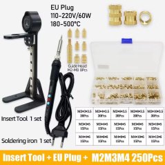 Sada mosazných lisovacích matic do plastu , různé rozměry a pájecí stanice (260 ks)