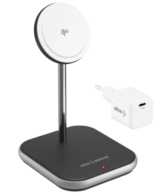 AlzaPower WQT310 Wireless Qi2 Compatible with MagSafe Charger Stand 15W černá