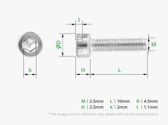 M2.5x10 Stainless Steel Socket Head Cap Machine Screws (SHCS)